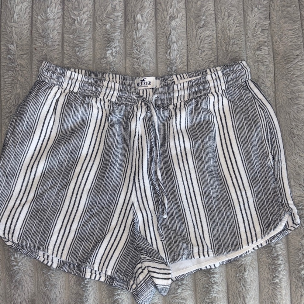 Hollister Blue and White Striped Drawstring  Shorts Size M